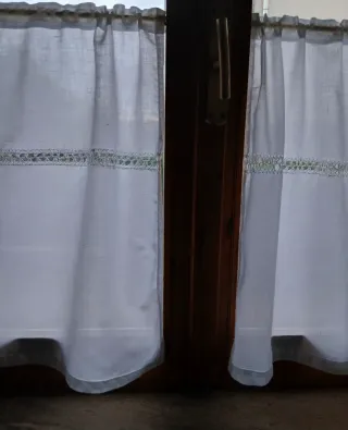 2 tendine vetro ricamate a mano