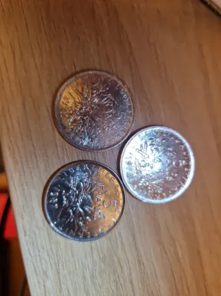 3 Monedas 5 Francos Franceses 1972, 1974 y 1987
