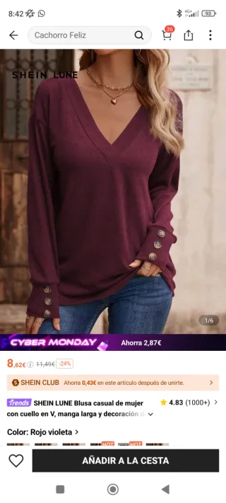 SHEIN LUNE Blusa casual roja