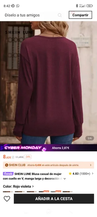 SHEIN LUNE Blusa casual roja