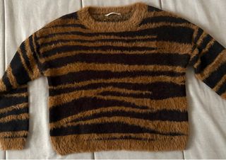 Jersey estampado cebra peludo