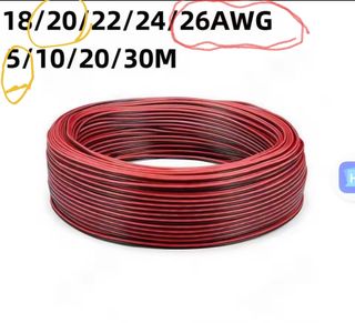 CABLE ELÉCTRICO 5M 26AWG DOBLE NUEVO