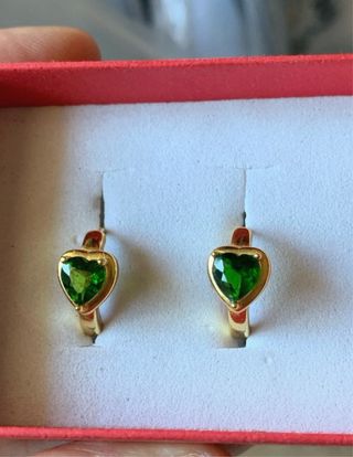 Pendientes Corazón Diopsido Plata