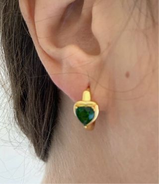 Pendientes Corazón Diopsido Plata