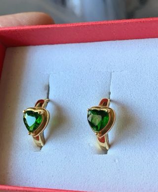 Pendientes Corazón Diopsido Plata