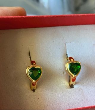 Pendientes Corazón Diopsido Plata