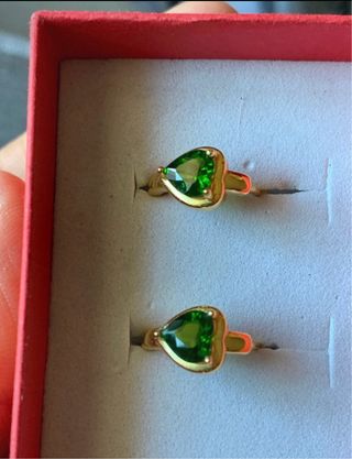 Pendientes Corazón Diopsido Plata