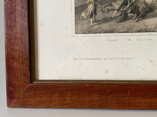 Litografía antigua Courses et combats de taureaux