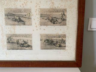 Litografía antigua Courses et combats de taureaux