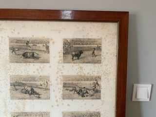 Litografía antigua Courses et combats de taureaux