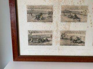 Litografía antigua Courses et combats de taureaux