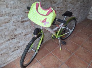 Bicicleta infantil rosa y verde