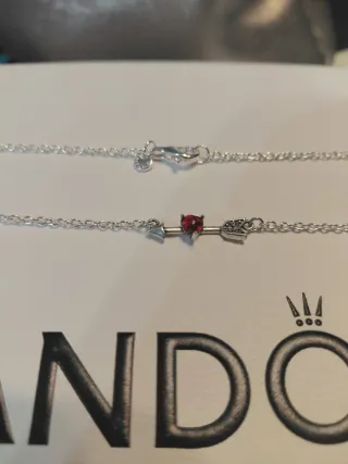 Collana Pandora Cuore e Freccia Argento Rosso