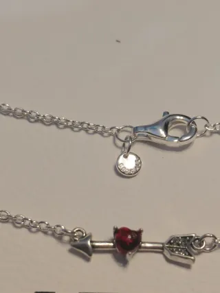 Collana Pandora Cuore e Freccia Argento Rosso