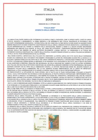 Italia 2009 Francobolli Giornata Lingua Italiana