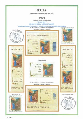 Italia 2009 Francobolli Giornata Lingua Italiana