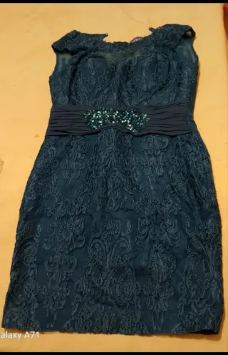 Vestito da cerimonia donna blu petrolio nuovo