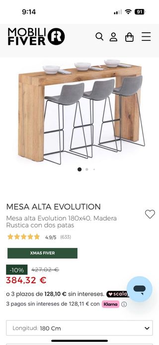 Mesa alta/barra madera