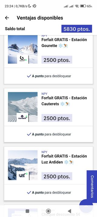 Tarjeta No Soucy para esquiar