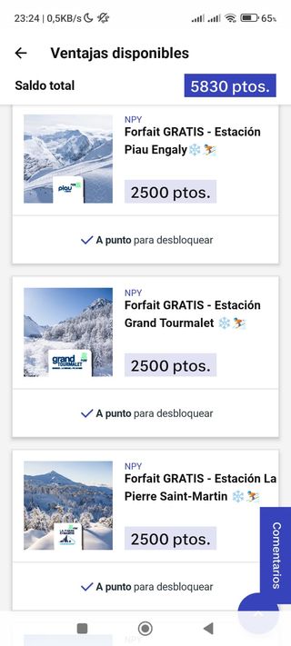 Tarjeta No Soucy para esquiar