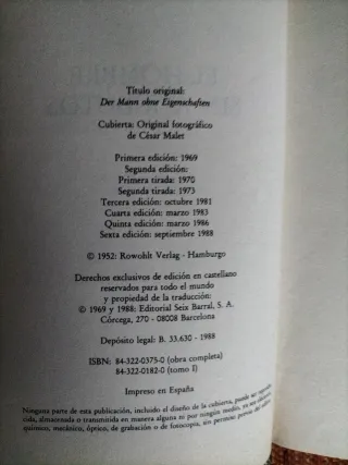 EL HOMBRE SIN ATRIBUTOS. 4 Volúmenes