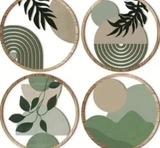 4 Adornos Redondos Madera