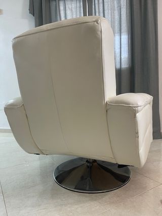Sillón relax giratorio piel blanco