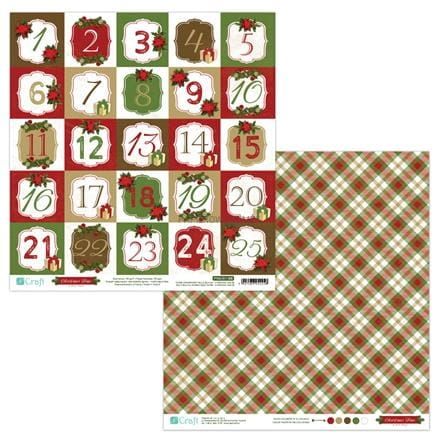 5 hojas papel scrap calendario adviento 30,5x30,5