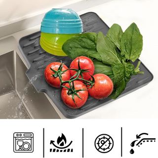 Alfombrilla Escurreplatos Silicona 41x33 cm Gris