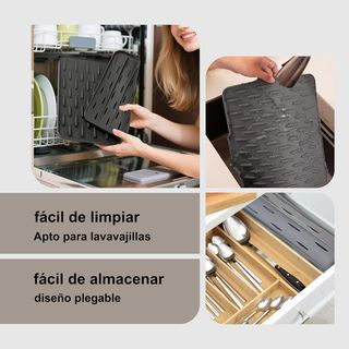Alfombrilla Escurreplatos Silicona 41x33 cm Gris
