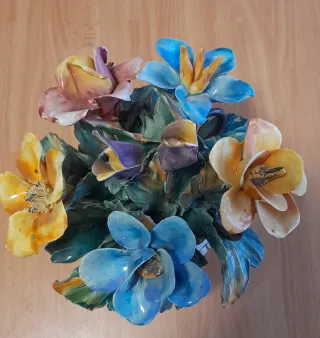 Centrotavola Capodimonte Fiori Ceramica