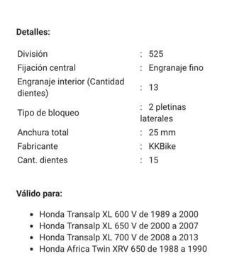 Piñón Arrastre Honda Transalp Africa Twin