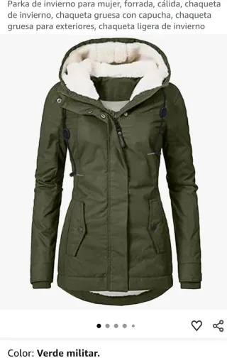 Parka invierno mujer forrada verde militar