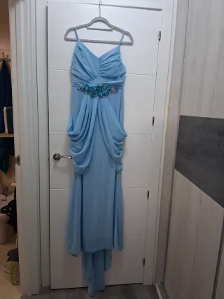 Vestido largo con cola azul shein