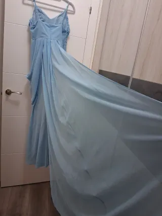 Vestido largo con cola azul shein