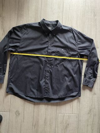 Camisa Lacoste Talla 4XL Rayas Negras y Grises