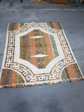 Alfombra Lana Beige y Marrón 144x170