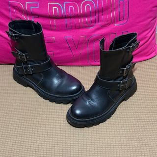 Botas Biker Piel Negras