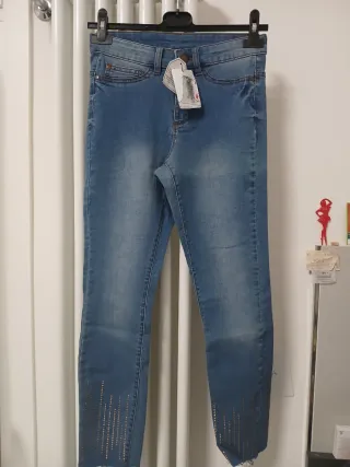 Jeans Tezenis donna vita alta con paillettes