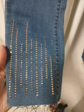 Jeans Tezenis donna vita alta con paillettes