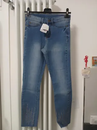 Jeans Tezenis donna vita alta con paillettes