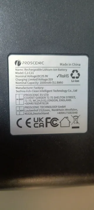 Batería Proscenic Aspiradora Eléctrica