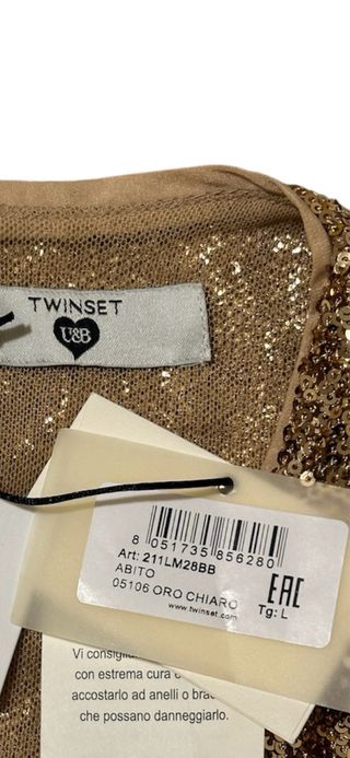 Vestido fiesta Twin set lentejuelas dorado talla L