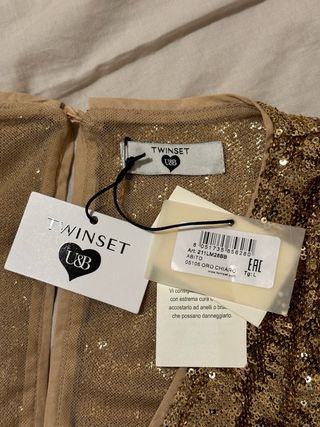 Vestido fiesta Twin set lentejuelas dorado talla L