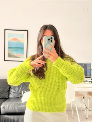 Jersey verde cuello redondo S