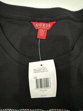 Camiseta Guess Negra Manga Larga Talla L