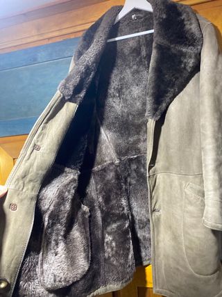 Chaqueta Piel Vuelta Beige/Marrón