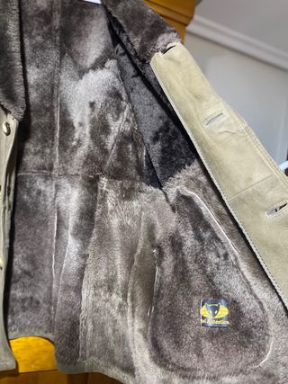 Chaqueta Piel Vuelta Beige/Marrón