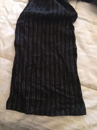 Calzedonia Pantalone Nero a Righe Argento Taglia L