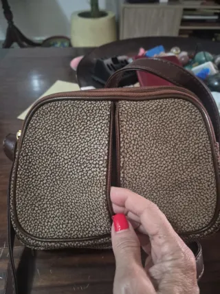 Bolso vintage piel beige y marrón